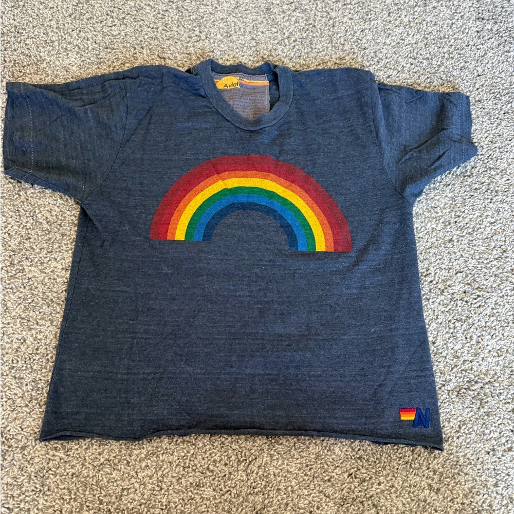 Aviator Nation Navy Tee with Rainbow